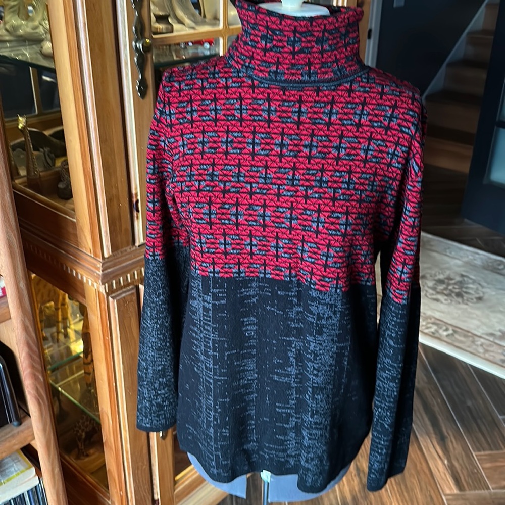Style & Co Red and Bkack sweater size Medium